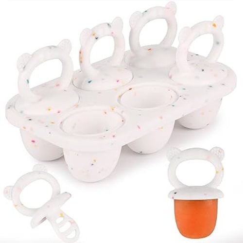 Sakolla Baby Popsicle Molds Mini 6-Cavity Silicone Ice Pop Mold with Sticks Breastmilk Popsicle Molds for Teething Relief Toddler Popsicle Mold for Ice Cream Frozen Yogurt and Fruit Juice (Confetti)
