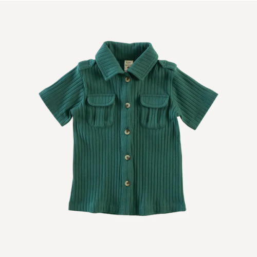 short sleeve military top | rain forest | organic cotton wide rib