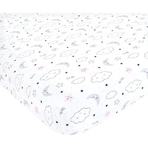 Hudson Baby Unisex Baby Cotton Fitted Crib Sheet, Dreamer, One Size