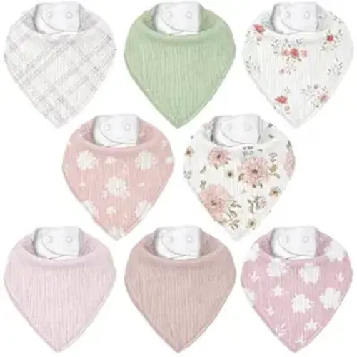 Muslin Baby Bibs 8 Pack, Baby Bandana Drool Bib for Drooling and Teething, Cotton Soft Absorbent for Girls Boys Garden