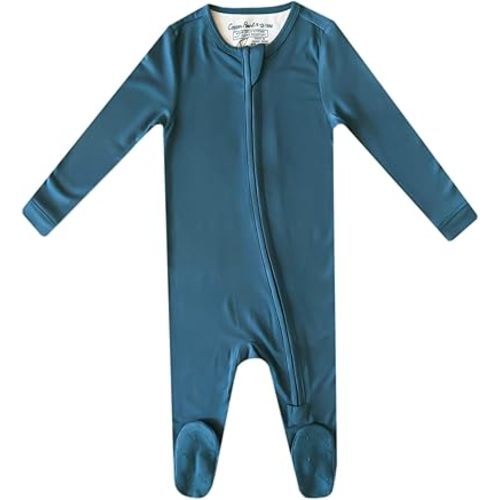 Copper Pearl Zip-Up Footie Baby Pajamas: Ultra-Soft Boys Pajamas and Girls Pajamas, Premium Knit Fabric in Stylish Prints, Tag-Free with Two-Way Zipper, Sized Newborn to 24 Months, Steel