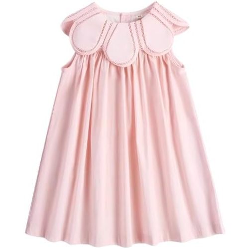 Twoflower Toddler Baby Girl Casual Cotton Dress with Flower Shaped Collar by Handmade