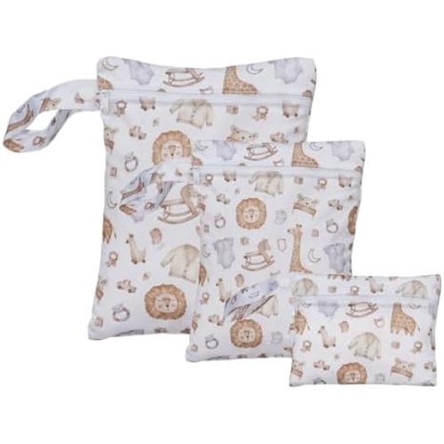 3 Set Wet Bag Storage Bag Zipper Waterproof Washable Travel Bags, Beach, Pool, Gym Bag for Cloth Diaper, Swimsuits & Wet Clothes(EF545)