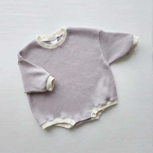 Oversize Solid Waffle Bodysuit | RYAN AND REMI - Gray - 1-3 months