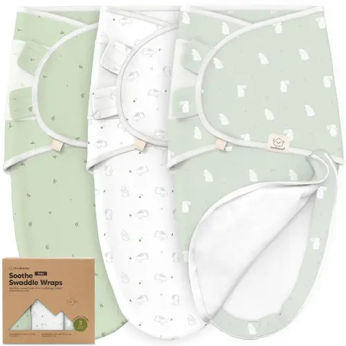 Baby Swaddle Sleep Sacks with Zipper - 3-Pack Swaddles for Newborns 0-3 Months, Infant, Baby Girls, Boys, Soft & Durable Newborn Sleep Sack, Easy Diaper Change Swaddling Blanket (Bunnies)