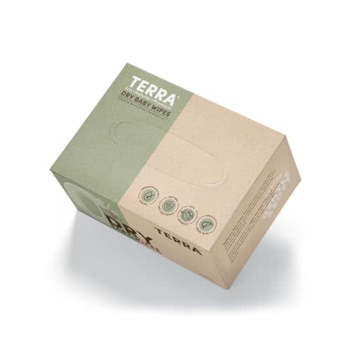 Terra Bamboo Dry Baby Wipes: Biodegradable Bamboo Fiber Wipes, Unscented, Sensitive Skin, 1 Pack of 48