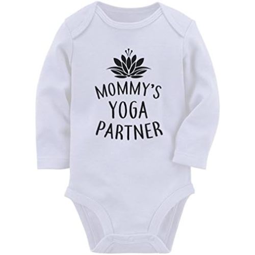 Tstars Mommy's Yoga Partner Mom & Baby Funny Yoga Lovers Baby Long Sleeve Bodysuit
