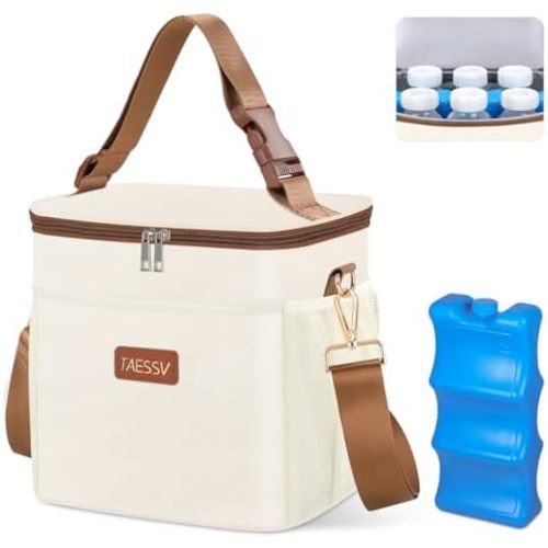 Breastmilk Cooler Bag - Breast Milk Cooler Travel Bag Fits 6 Bottles Up to 11 Oz Baby Bottle Cooler Bag Insulated Baby Bottle Bag with Ice Pack Perfect for Nursing Mom Daycare, Beige