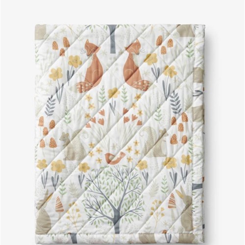 Forest Animals Classic Cool Organic Cotton Percale Quilted Reversible Sherpa Stroller Blanket