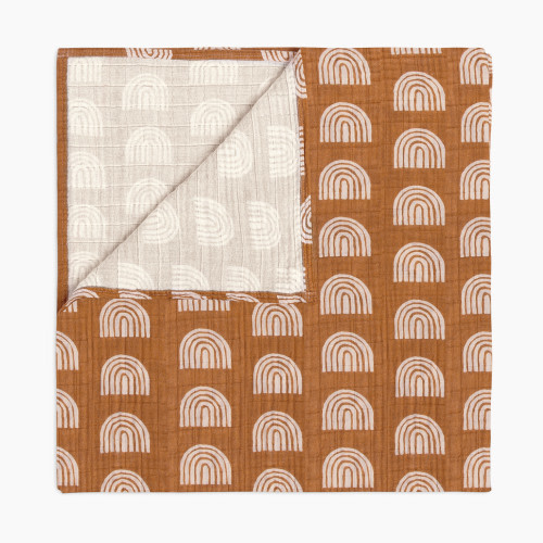 babyletto Swaddle in GOTS Certified Organic Muslin Cotton - Terracotta Rainbow