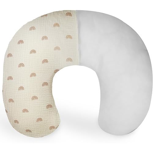 Nursing Pillow with Removable Muslin Cover,Nursing Pillows for Breastfeeding,Tummy time and Baby Sitting Support,Rainbow
