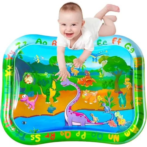 ZHUYNXIR Extra Big Dinosaur Baby Water mat, Tummy Baby Toys, Inflatable Play Mat Water Cushion Baby Toys, Fun Early Development Activity Play Center for Newborn (Green 39.5x31.5 in)