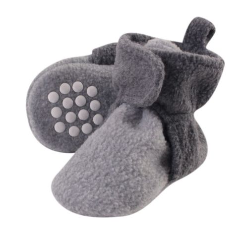 Luvable Friends Baby And Toddler Cozy Fleece Booties, Heather Charcoal Heather Gray, 0-6 Months