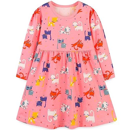 Bumeex Toddler Girl's Long Sleeve Dresses 2-7Y