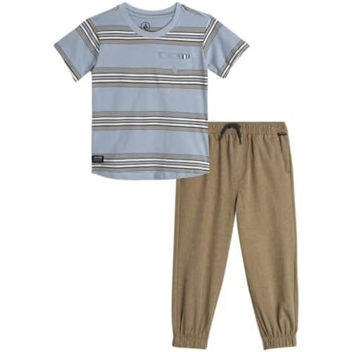 Volcom Baby Boys Pants Set - 2 Piece Short Sleeve Jersey T-Shirt and Woven Joggers - Matching Outfit for Little Boys (12M-7)