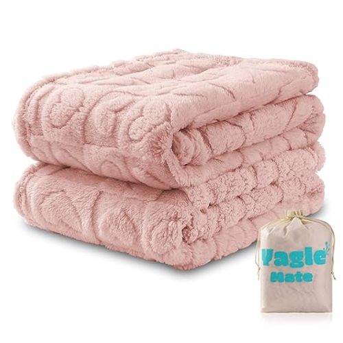 2 Pcs LightPink Small Kid Blanket for Girls Soft Cozy Throw Blankets for Bed, Cute Small Travel Blanket, 40 X 50
