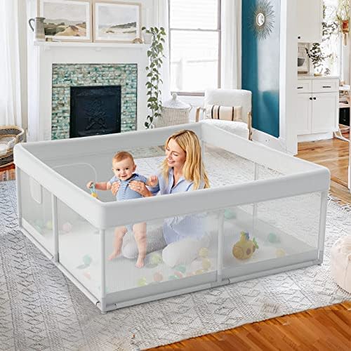Fodoss Baby Playpen, Playpen for Babies and Toddlers, 47x47inch Small Baby Play Pen,Toddler Playpen for Apartment,Play Yard for Baby,Baby Activity Play Fence, Extra Large Baby Playard