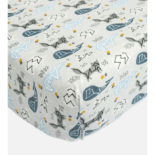 Bamboo Crib Sheets - Whale Hush Gray