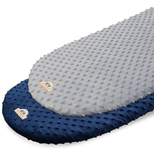 BlueSnail Soft and Strechy Minky Bassinet Fitted Sheet, Cradle Sheets for Bassinet Pad/Mattress 2pk (Bassinet, Navy+Gray)