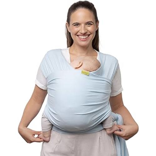 Boba Baby Wrap Carrier - Original Baby Carrier Wrap Sling for Newborns - Baby Wearing Essentials - Newborn Wrap Swaddle Holder, Newborn to Toddler Infant Sling (Serenity Light Blue)