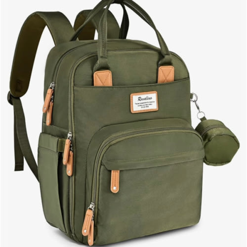 RUVALINO Diaper Bag Backpack - Multifunction Travel Back Pack Maternity Baby Changing Bags, Diaper Changing Totes, Large Capacity, Waterproof and Stylish, Baby Travel Essential, Army Green