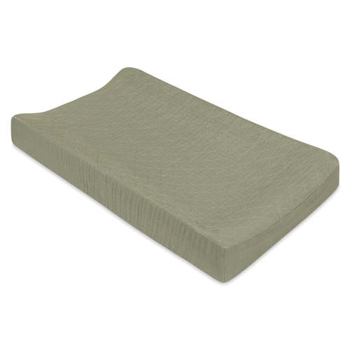 Quilted Changing Pad Cover In GOTS Certified Organic Muslin Cotton - Matcha