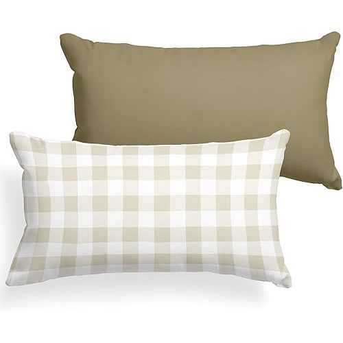Pobibaby - 2 Pack Premium Toddler Solid Pillowcase - Ultra Soft Jersey Knit - Crib Pillow, Kids Pillow, Travel Pillow Case Cover (Gingham Khaki)