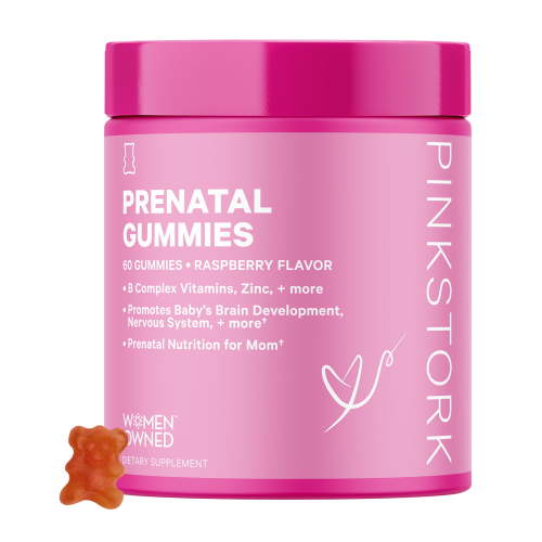 Pink Stork Prenatal Gummies for Pregnancy Support, Raspberry, 60 Count