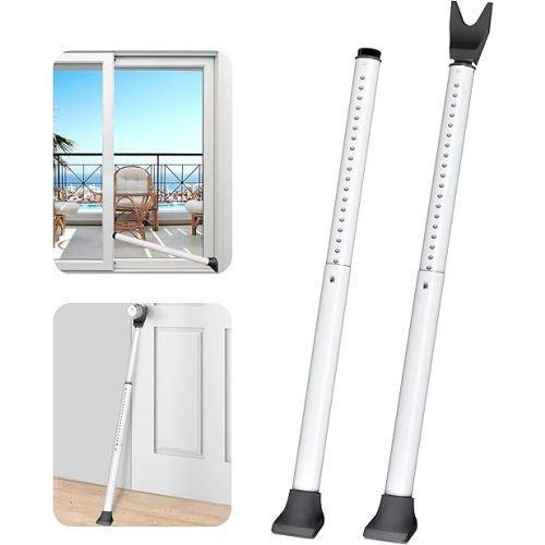 AceMining Upgraded Door Security Bar & Sliding Patio Bar, Heavy Duty Stoppers Adjustable Jammer for Home, Apartment, Travel (2 Pack,White)