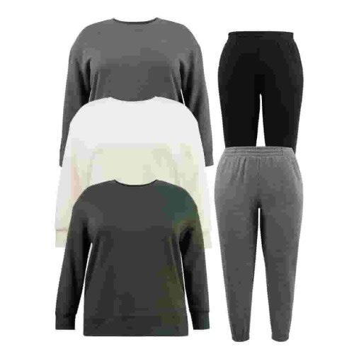 Terra & Sky Women's Plus Size Fleece Sweatshirts and Sweatpants Set, 5-Piece (0X-4X)