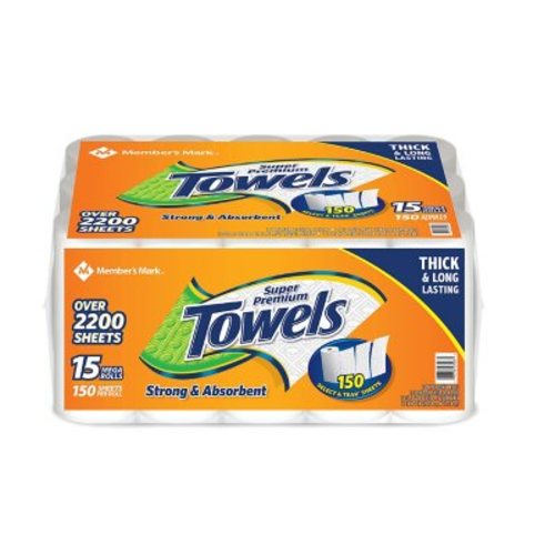 Member's Mark Select & Tear 2-Ply Paper Towel 15 rolls, 150 sheets/roll - Sam's Club