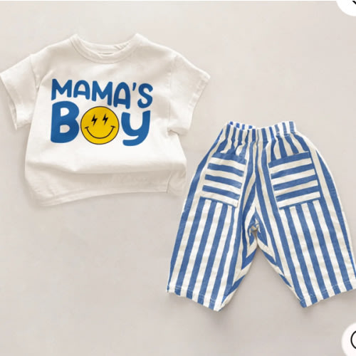 MAMA'S BOY Baby Toddler Smile Face 2 Piece Set