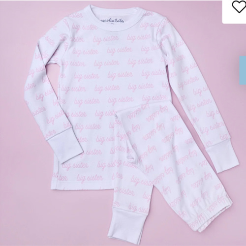 Magnolia Baby Girl Big Sister Print Long Pajamas