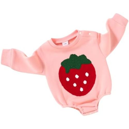 Happy Town Newborn Baby Girl Clothes Long Sleeve Oversize Romper Fleece Embroidery Sweatshirt Toddler Fall Winter Outfits