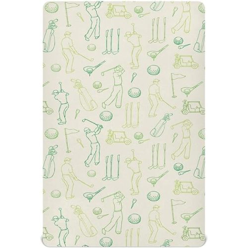 Fitted Crib Sheets for Baby Boys or Girls Soft Breathable Baby Play Yard Sheet for Standard Size Crib Mattress 52x28in Various Golf Images Player Pattern