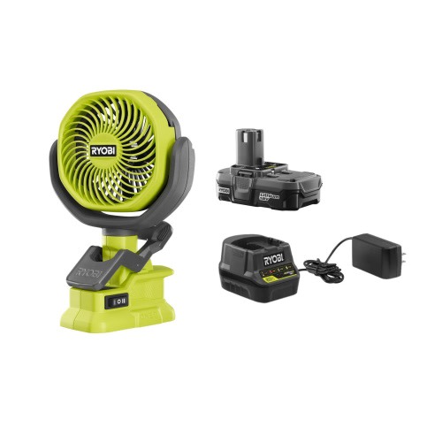 RYOBI Portable Stroller Clamp Fan with Battery and Charger