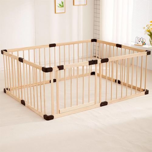 Baby Playpen Fence Yards Area with Door Wooden,Playpen Play Pens for Babies and Toddlers,Toddler Playpen,Baby Play Fence Yards,Large Baby Playpen Wooden(120×160×61CM)