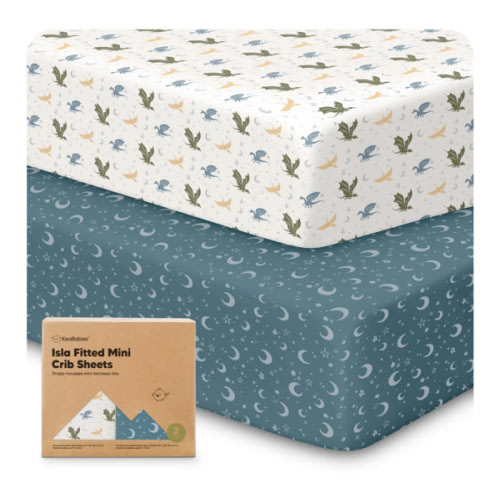 Isla Fitted Mini Crib Sheets - Dragon Tale