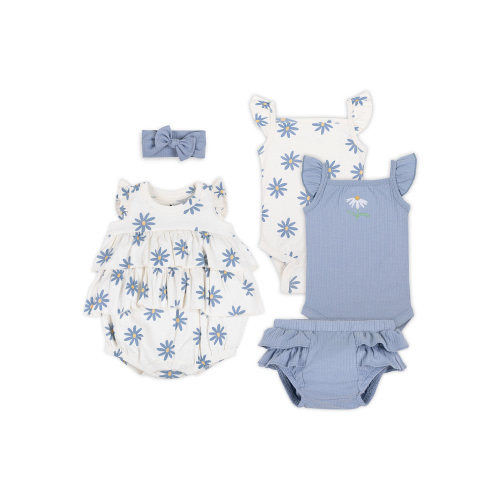 Little Star Organic Baby Girls 5Pc Mix and Match Gift Set, Size Newborn-12 Months