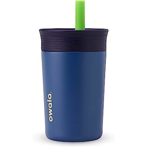 Owala Kids Insulation Stainless Steel Tumbler with Spill Resistant Flexible  Straw, Easy to Clean, Kids Water Bottle, Great for Travel, Dishwasher Safe,  12 Oz, Navy and Blue (Home Base) : : Home
