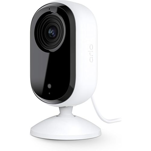 Arlo Essential Security Camera HD | Indoor Only | 2nd Gen | Pet Camera & Baby Monitor | Wired, Automated Privacy Shield, 2-Way Audio, Night Vision, Live Stream, Motion Alerts,Notifications|White 1 Cam