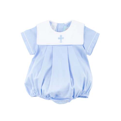 Blue Cross Embroidered Bib Boy Bubble