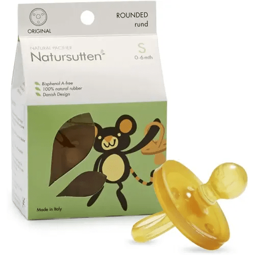 Natursutten Pacifiers 0-6 Months - 1-Pack Original Shield Round Nipple Natural Rubber Safe & Soft BPA-Free Pacifiers for Breastfeeding Babies - Newborn Pacifiers Made in Italy