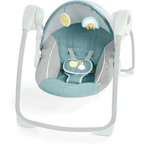 Ingenuity: ity by Ingenuity Sun Valley Canopy Portable Swing - Canopy, 2 Toys, 2-Position Seat Recline, Unisex, for Ages 0-9 Months, Grey
