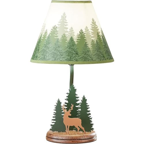 Collections Etc Northwoods Deer in Evergreen Forest Table Lamp
