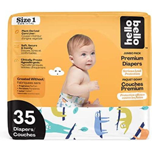 Hello Bello Jumbo Diaper Pack - Sleepy Sloth - Size 1 35 Count