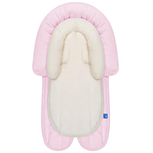 COOLBEBE New 2-in-1 Head & Body Supports for Baby Newborn Infants - Extra Soft Stroller Cushion Pads Car Seat Insert, Prefect for All Seasons, Pink