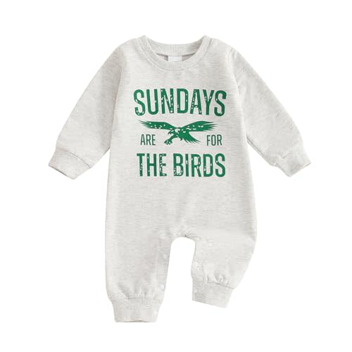 BULINGNA Baby Boy Girl Football Outfit Sundays are for the Birds Eagles Romper Jumpsuit Game Day Fall One Piece Clothes