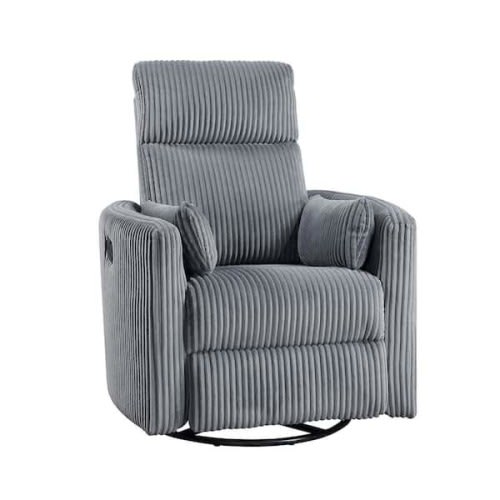 Turbo Beige Corduroy Fabric Manual Swivel Glider Recliner