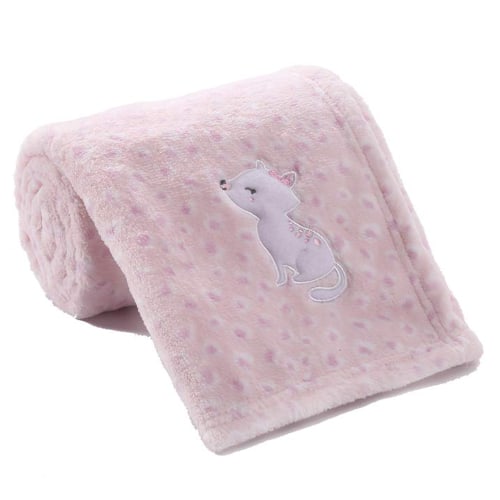CREVENT Cute Plush Cozy and Warm Fleece Baby Blanket for Girls Infant Toddler Crib Cot Stroller, 30''X40'', Pink Cat